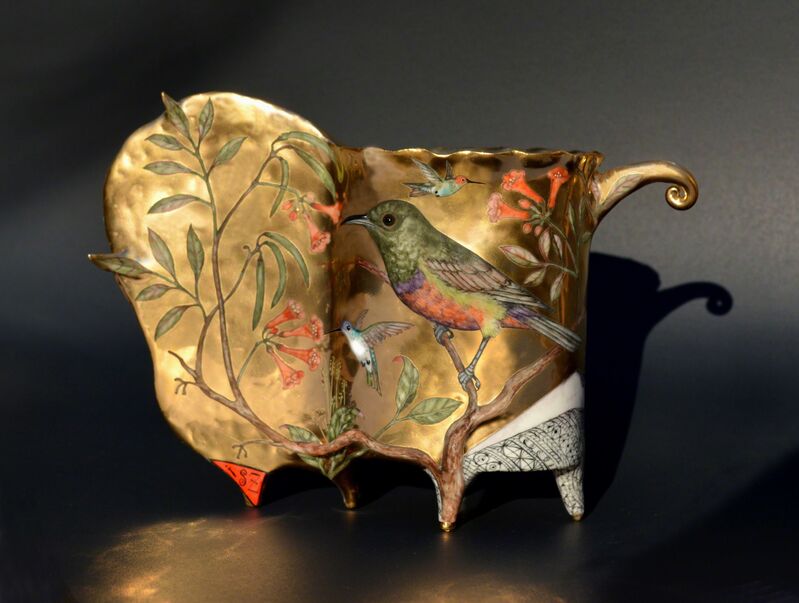 Irina S. Zaytceva, ‘Mistress of Hummingbirds’, 2016, Sculpture, Porcelain, Over Glaze Painting, Gold Luster, Duane Reed Gallery