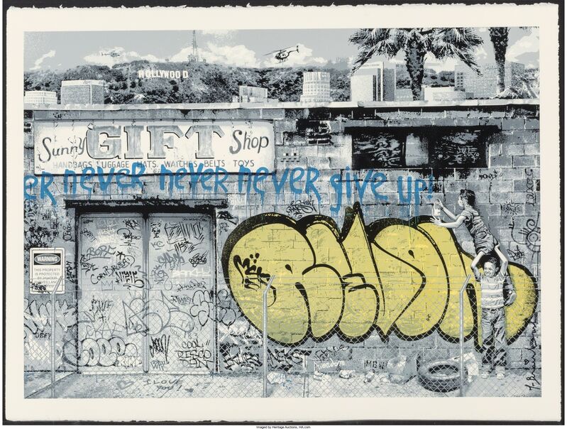 Mr. Brainwash, ‘Never Give Up’, 2011, Print, Screenprint on Rives BFK paper, Heritage Auctions