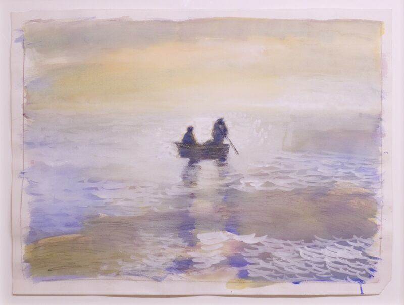 Paul Thek, ‘Untitled (seascape with rowboat)’, 1987, Drawing, Collage or other Work on Paper, Pastel, watercolor on paper, Mai 36 Galerie