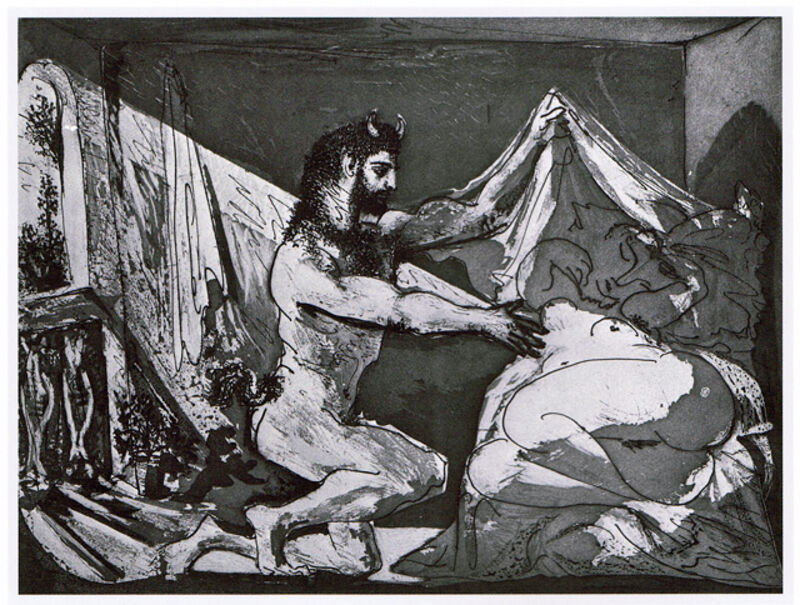 Pablo Picasso, ‘Femme Devoilant une Dormeuse (Jupiter and Antiope, after Rembrandt)’, 1936, Print, Sugar-lift, aquatint, Galerie Maximillian