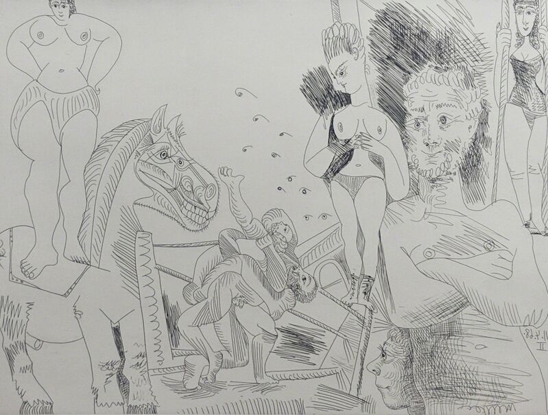 Pablo Picasso, ‘Cirque et Catch from Séries 347 (B1505)’, 1969, Print, Etching on wove paper, Capsule Gallery Auction