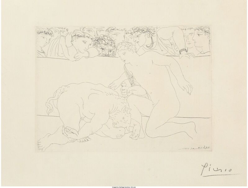 Pablo Picasso, ‘Minotaure vaincu, pl. 64, from La Suite Vollard’, 1933, Print, Etching on Montval laid paper, Heritage Auctions