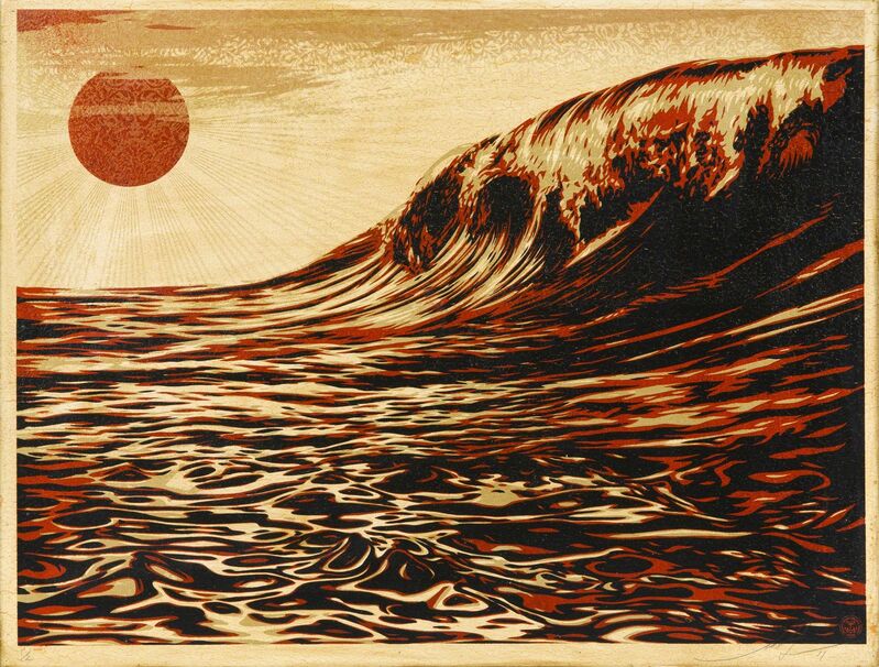 Shepard Fairey, ‘Dark Wave/Rising Sun’, 2011, Print, Screenprint on wood, Julien's Auctions