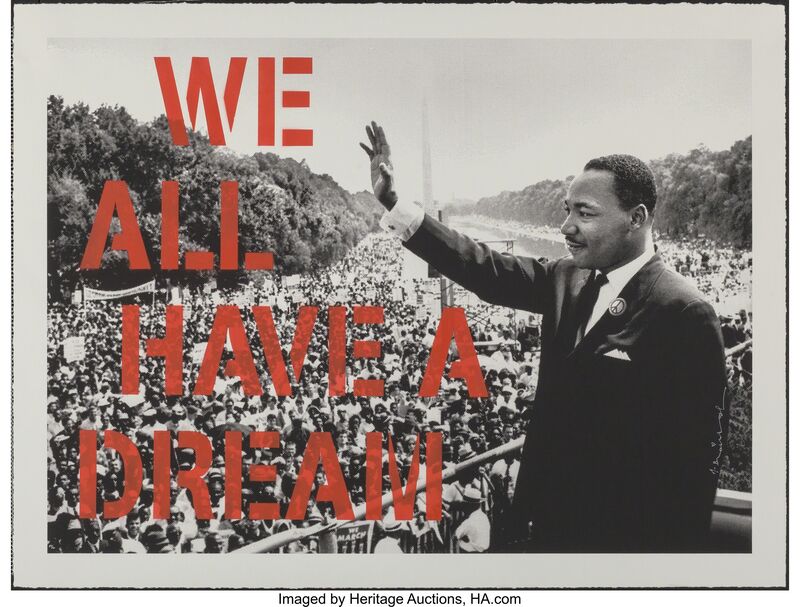 Mr. Brainwash, ‘We All Have A Dream (Red Edition)’, 2017, Print, Screenprint in one color, Heritage Auctions