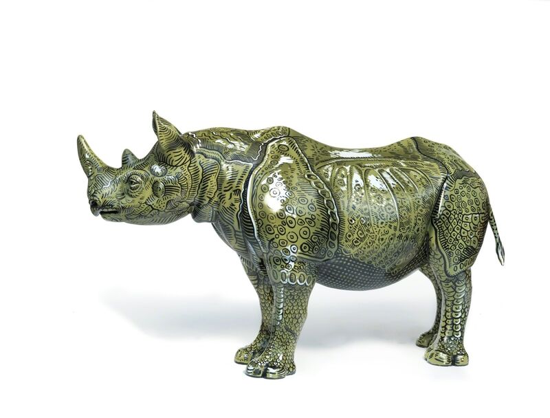 Adam Dant, ‘A.D.'S Rhino’, 2018, Sculpture, Rhino: fibreglass rhino (fire retardant) with internal armature Finish: Gouache, Tusk Benefit Auction