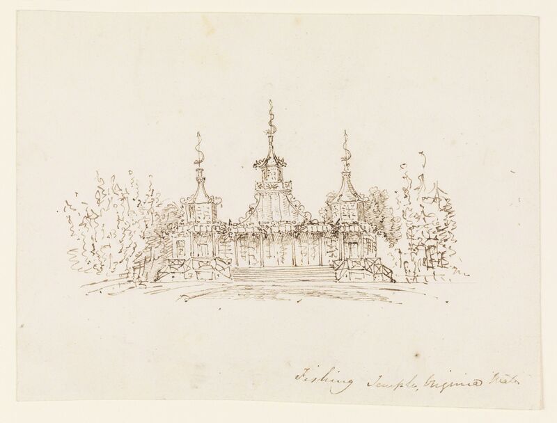 Frederick Crace, ‘The Fishing Temple, Virginia Water’, ca. 1825, Drawing, Collage or other Work on Paper, Pen and brown ink on white wove paper, Cooper Hewitt, Smithsonian Design Museum 