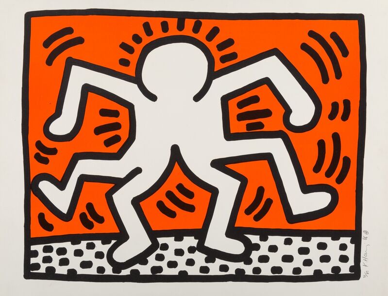 Keith Haring, ‘Double Man, from Portfolio of 5 Artists in Support of Bill T. Jones/Arnie Zane & Company’, 1986, Print, Lithograph in colors on Rives BFK paper, Heritage Auctions