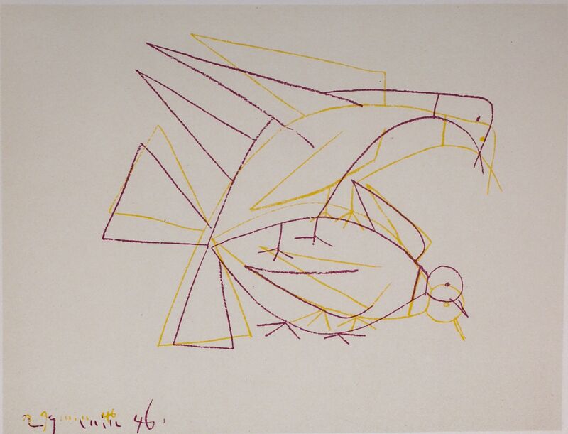 Pablo Picasso, ‘Les Deux Tourterelles Doubles (The Two Double Turtle Doves), 1949 Limited edition Lithograph by Pablo Picasso’, 1949, Reproduction, Lithograph, Globe Photos