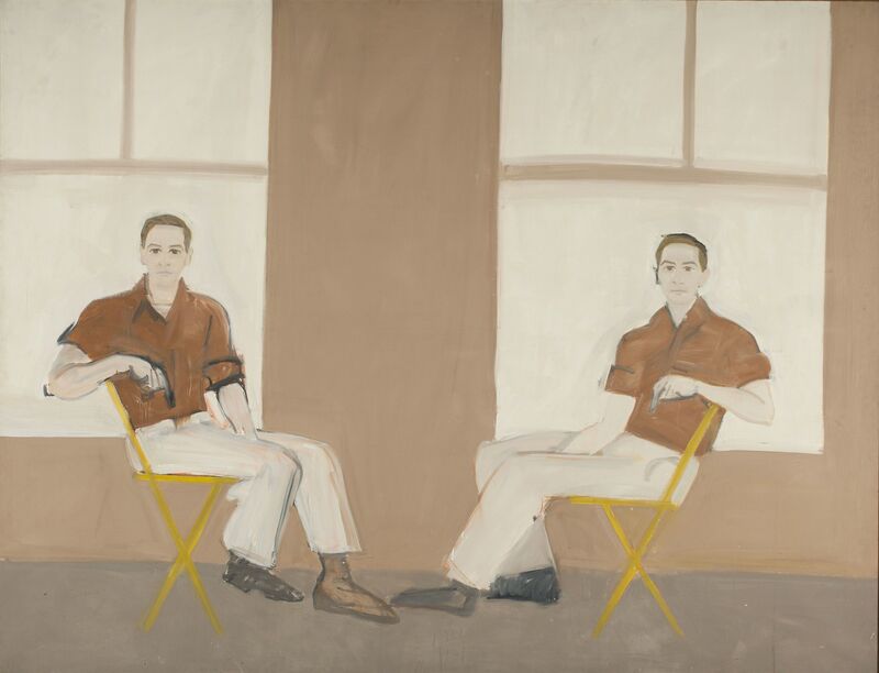 Alex Katz, ‘Double portrait of Robert Rauschenberg’, 1959, Painting, Oil on canvas, Colby College Museum of Art