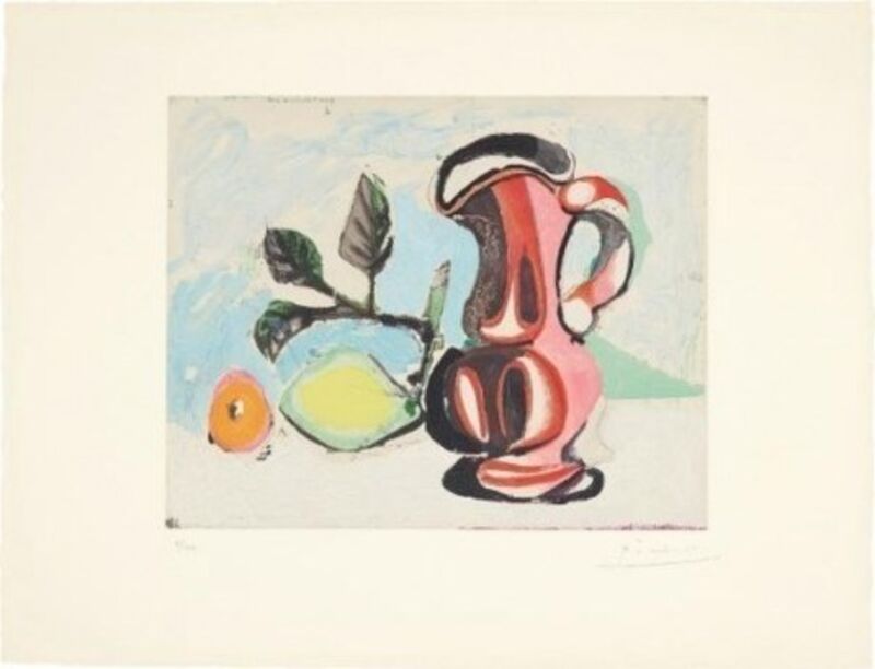 Pablo Picasso, ‘Nature Morte Au Citron Et Pichet Rouge (Still Life with Lemon and Red Pitcher)’, 1964, Print, Framed Signed Aquatint. Edition of 300, Rhodes