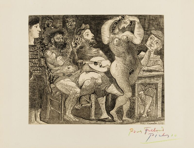 Pablo Picasso, ‘En la Taberna Pêcheurs Catalans en Bordée (Au Cabaret) (Bloch 286, Baer 439 Bd 1)’, 1934, Print, The very rare etching, Forum Auctions