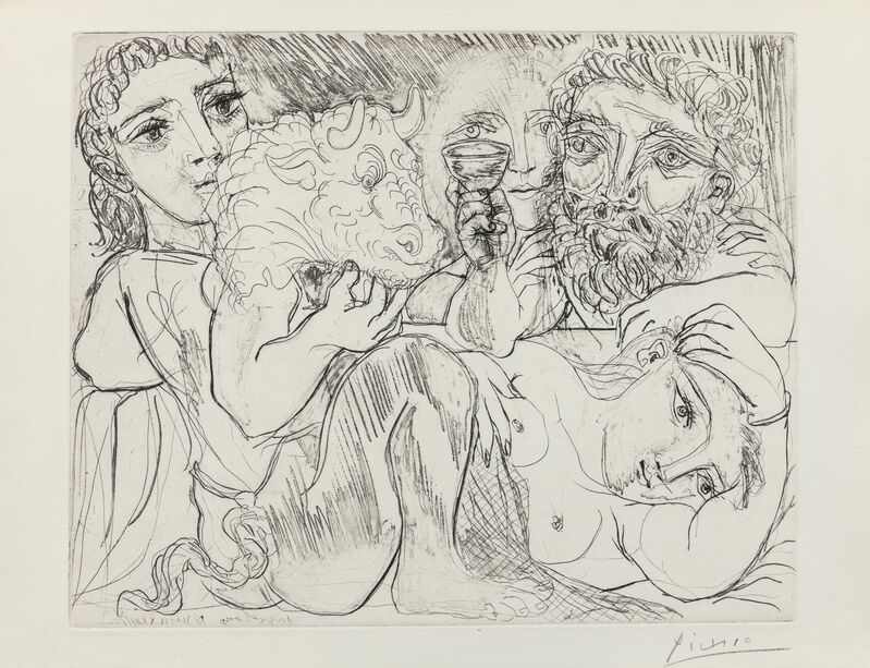 Pablo Picasso, ‘Minotaur, Drinking Sculptor, and Three Models’, 1933, Print, Etching and aquatint on paper, Heritage Auctions