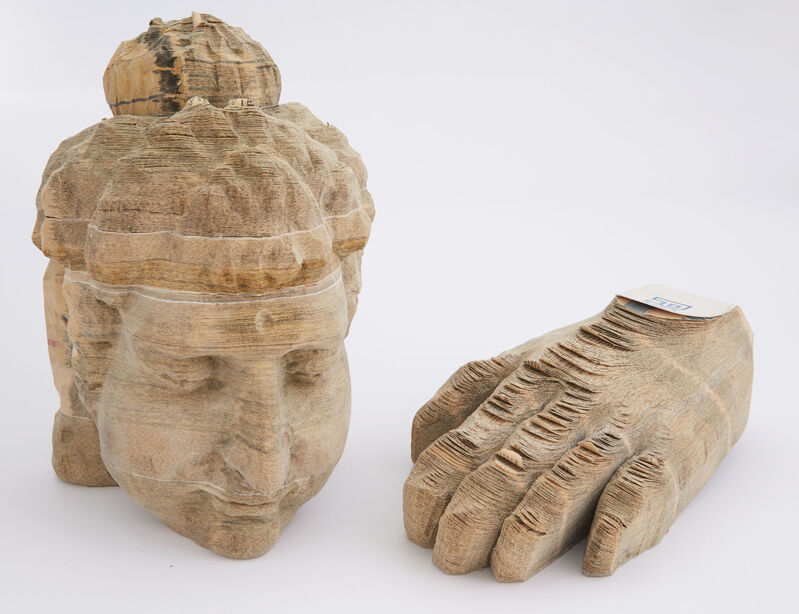 Long-Bin Chen, ‘Indian Buddha and Hand’, Sculpture, Carved telephone books in two parts, Doyle