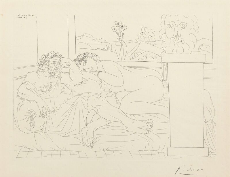 Pablo Picasso, ‘Le repos du sculpteur IV, pl. 65, from La Suite Vollard’, 1933, Print, Etching on Montval laid paper, Heritage Auctions