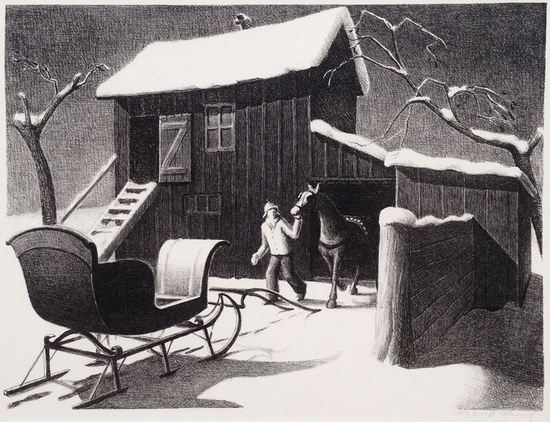 Grant Wood, ‘December Afternoon’, 1940, Print, Lithograph on wove paper., Catherine Burns Fine Art