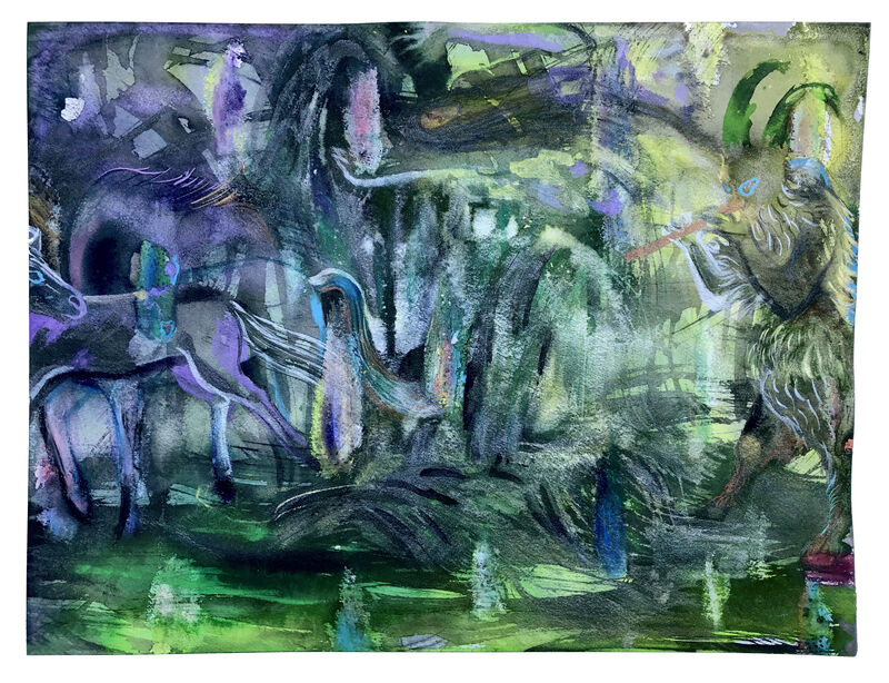 Niki Singleton, ‘La Forêt de Pan’, 2020, Drawing, Collage or other Work on Paper, Acrylic ink & pastel on paper, New York Studio School 