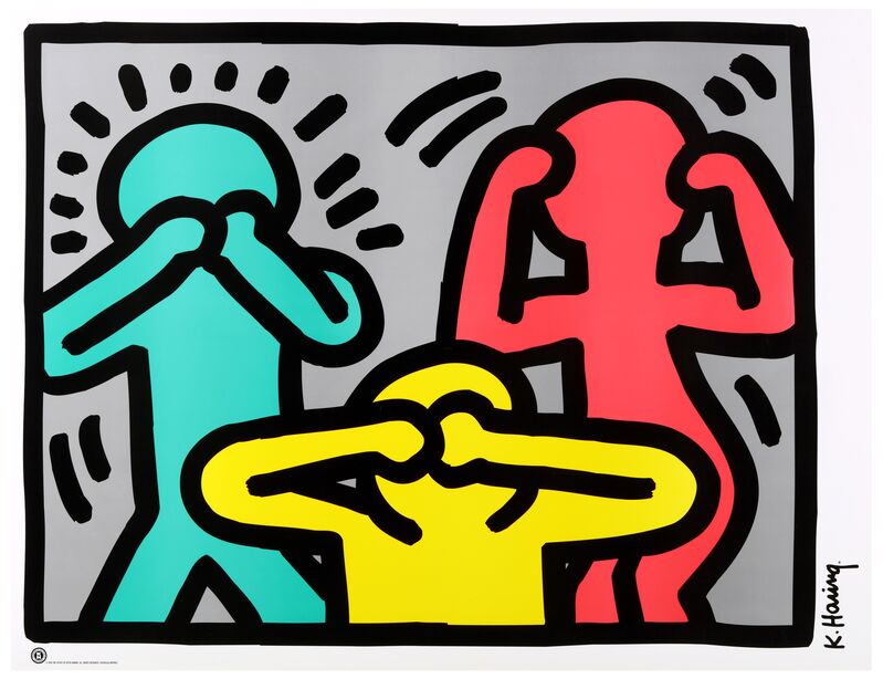 Keith Haring, ‘See No Evil, Hear No Evil, Speak No Evil’, Print, Offset Lithograph In Colours, Chiswick Auctions