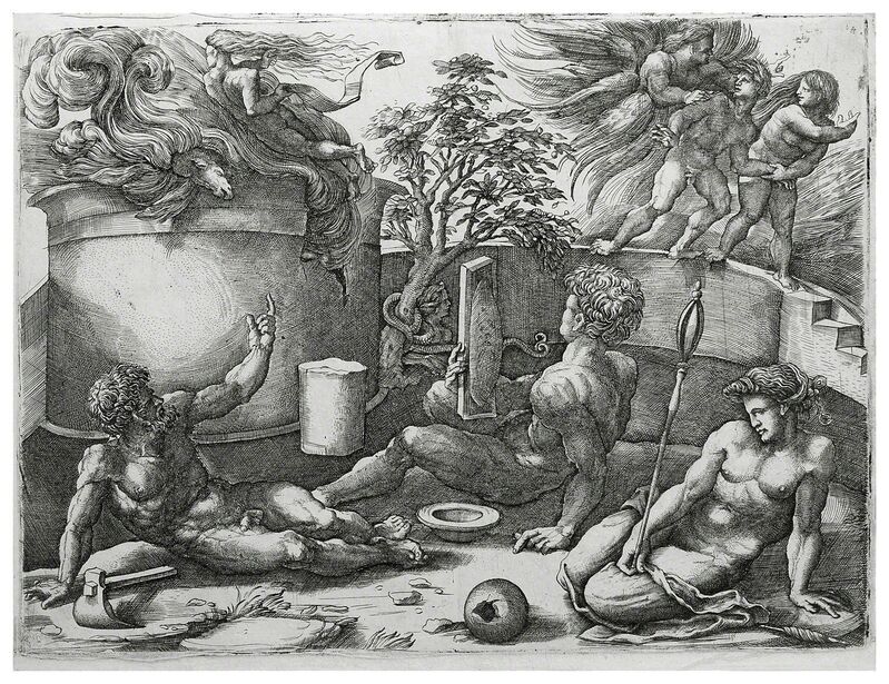 Amico Aspertini, ‘EXPULSION OF ADAM AND EVE FROM PARADISE’, ca. 1545, Engraving, Stanza Del Borgo
