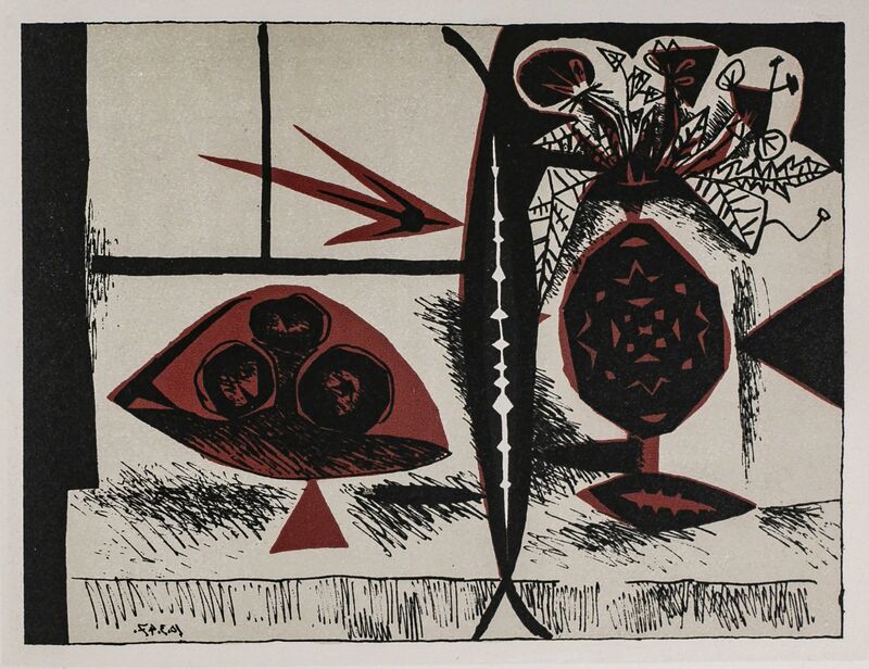 Pablo Picasso, ‘Composition Au Vase De Fleurs (Composition In Vase Of Flowers), 1949 Limited edition Lithograph by Pablo Picasso’, 1949, Reproduction, Lithograph, Globe Photos