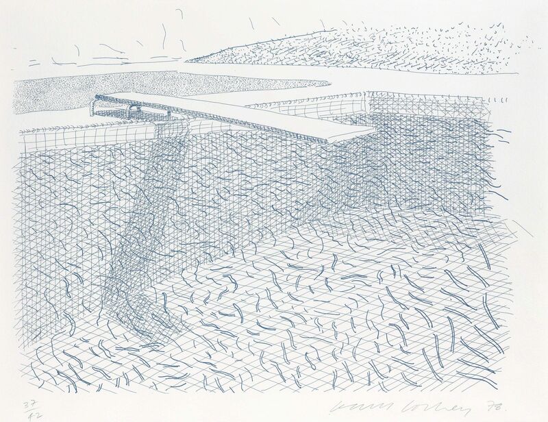 David Hockney, ‘Lithographic Water made of lines’, 1980, Print, Lithograph in blue on white TGL handmade paper, Christie's