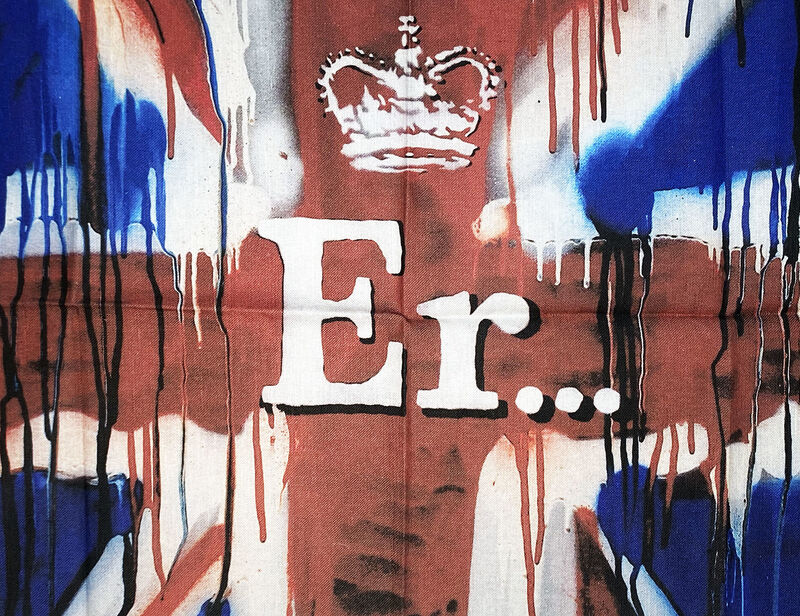 Banksy, ‘'Er...'’, 2004, Textile Arts, Screen print on fabric., Signari Gallery