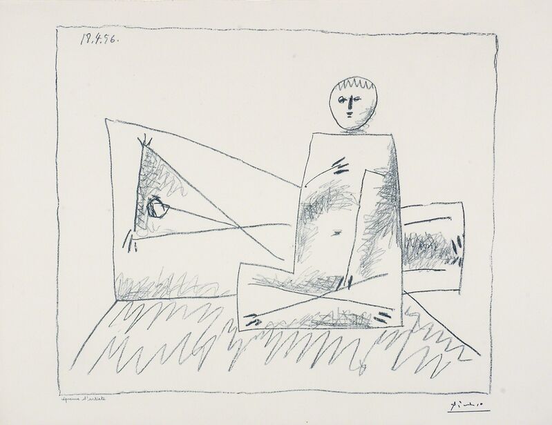 Pablo Picasso, ‘Homme couche et femme accroupie’, 1956, Print, Lithograph on Arches wove paper, Thomas French Fine Art