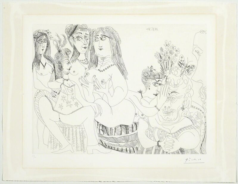 Pablo Picasso, ‘La Fête de la Patronne: Les dames médisent de Degas, réduit à un tiers de profil’, 1971, Print, Etching, Koller Auctions
