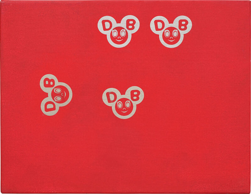 Takashi Murakami, ‘Untitled (Red And Gold DOBs)’, 1994, Print, Silkscreen and acrylic on canvas mounted to wood, Phillips