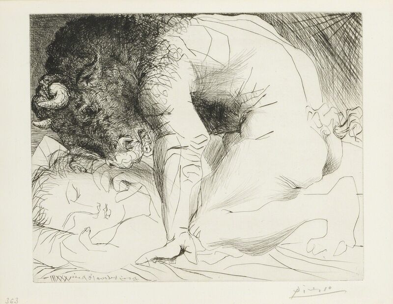Pablo Picasso, ‘Minotaure caressant une dormeuse (B. 201; Ba. 369)’, 1933, Print, Drypoint, Sotheby's