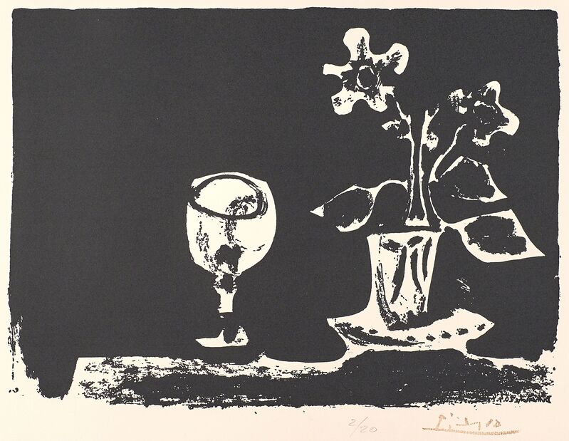 Pablo Picasso, ‘Still Life with Glass and Flowers, from The Poem of Paul Eluard’, Print, Lithograph on Arches (framed), Rago/Wright/LAMA