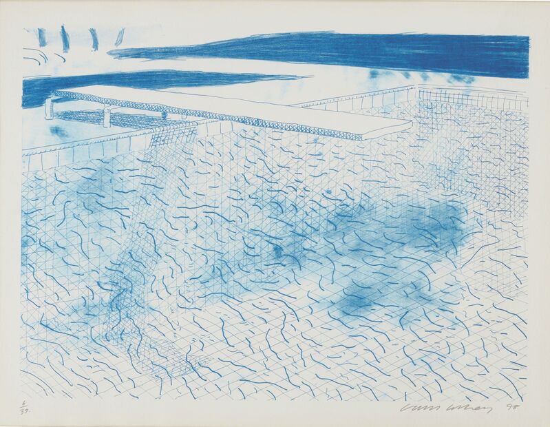 David Hockney, ‘Lithograph of Water Made of Lines’, 1978, Print, Lithograph in two shades of cyan blue, on TGL handmade paper, Christie's