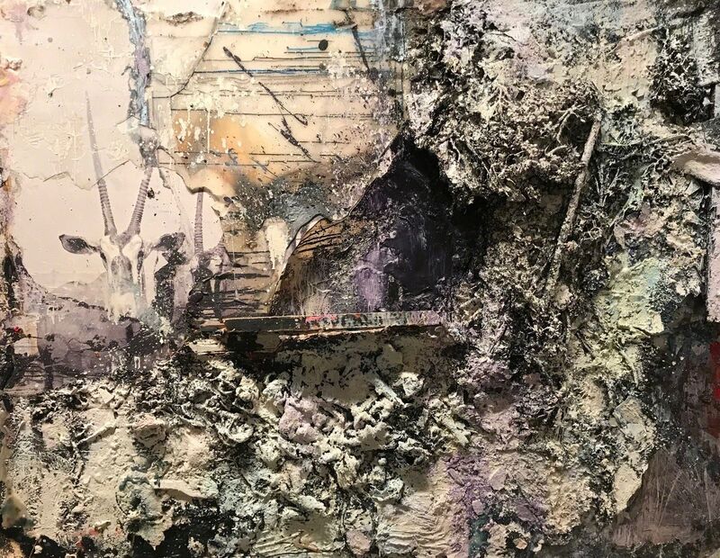 Michael David, ‘The Inevitable’, 2011-2018, Painting, Encaustic, Oil, Mirror, Crushed Glass, Photo Transfer, Found Object, and Mixed Media on Panel, Bill Lowe Gallery