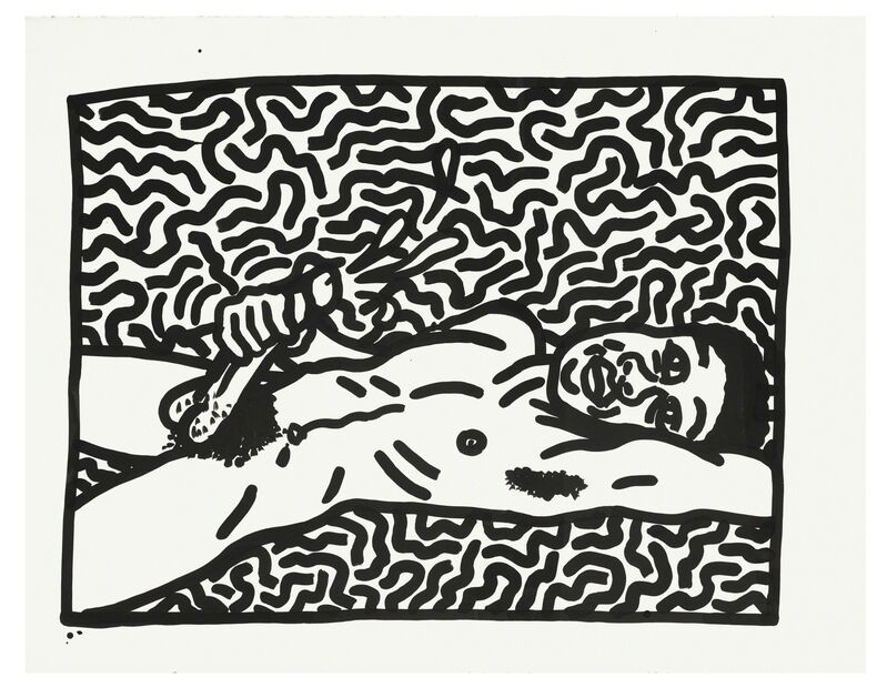 Keith Haring, ‘Jerk Off (Juan Dubose)’, 1981, Drawing, Collage or other Work on Paper, Sumi ink on paper, Sotheby's