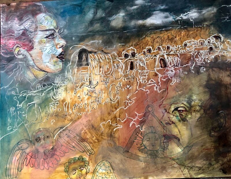 Viveka Barnett, ‘Mapping The Trail’, 2019, Mixed Media, Pastels, oil pastels and stick, permanent marker and graphite, Heidi Vaughan Fine Art