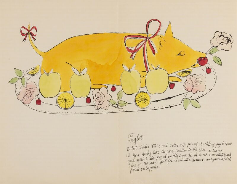 Andy Warhol, ‘Piglet (from Wild Raspberries) (see Feldman & Schellmann IV.134.A)’, 1959, Print, Offset lithograph extensively heightened with watercolour, Forum Auctions