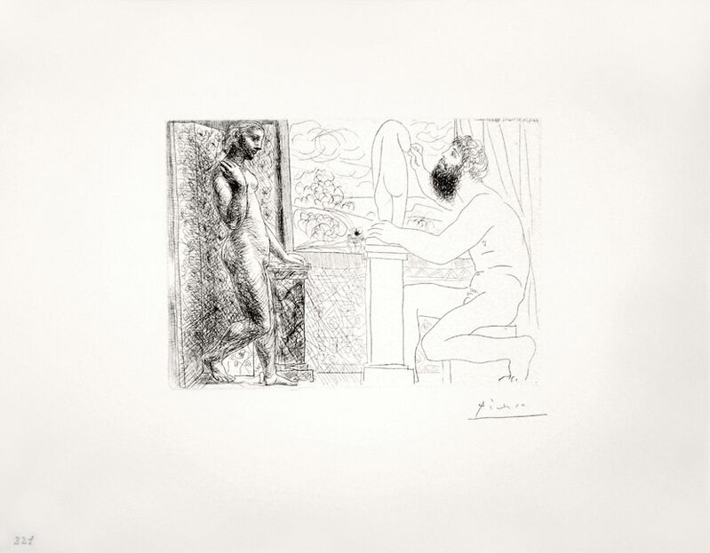 Pablo Picasso, ‘Sculpteur travaillant sur le Motif avec Marie-Thérèse posant (S.V. 59)’, 1933 (March 31-Paris), Print, Etching, John Szoke
