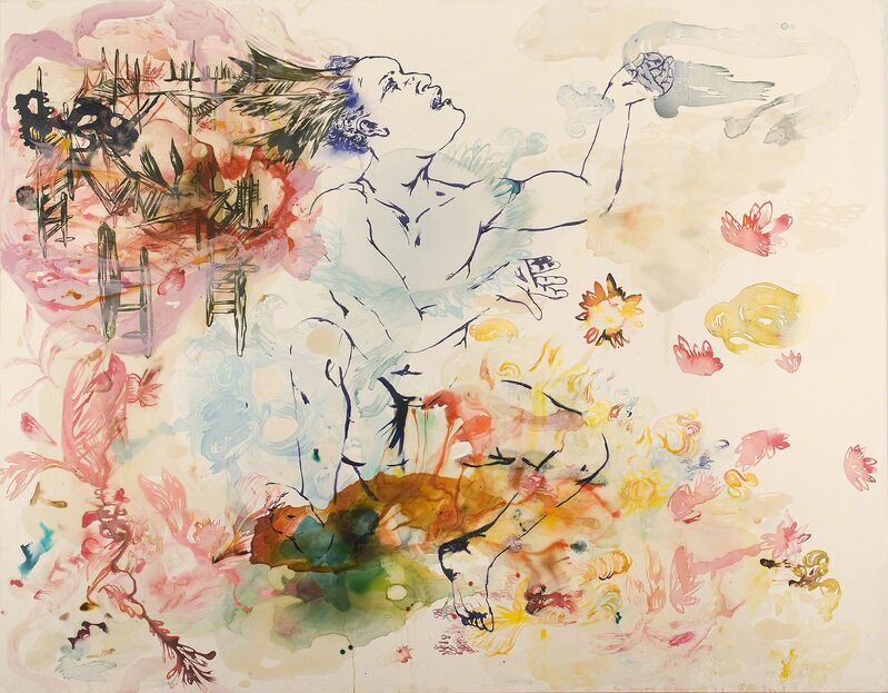 Lowell Boyers, ‘Immoveable 1 (Open-Eyed)’, 2008-2009, Painting, Acrylic paint, resin, watercolor and ink on canvas, Deborah Colton Gallery