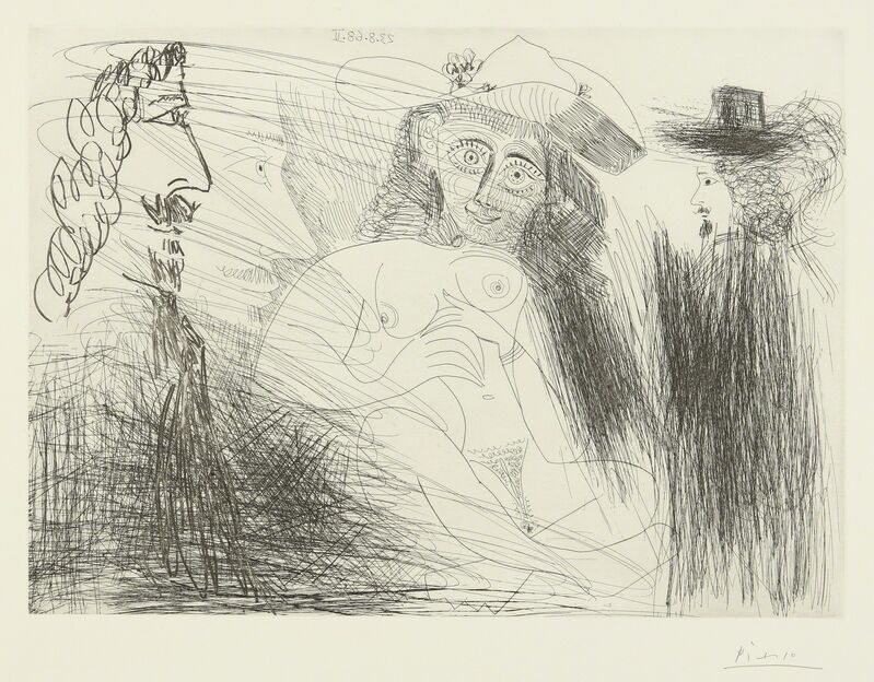 Pablo Picasso, ‘Peintre, modèle au chapeau de paille, et gentilhomme (B. 1773; Ba. 1790)’, 1968, Print, Etching, Sotheby's