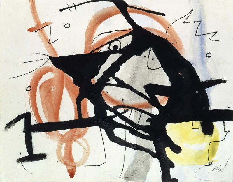 Joan Miró, ‘Personnage, oiseaux IV (W7803)’, 1976, Drawing, Collage or other Work on Paper, Encre et crayon pastel sur papier, Galerie Ernst Hilger 