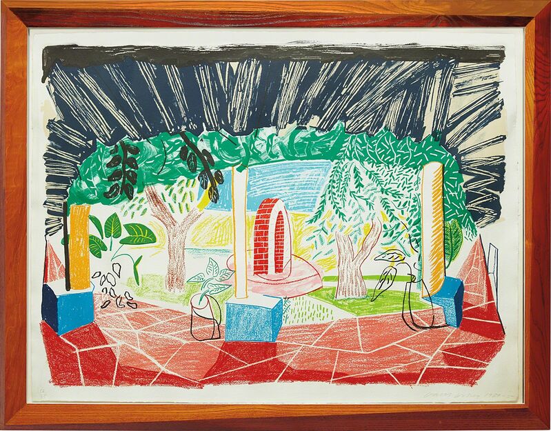 David Hockney, ‘Views of Hotel Well I, from Moving Focus series’, 1985, Print, Lithograph in colors, on TGL handmade paper, with full margins, contained in the original frame designed by the artist., Phillips