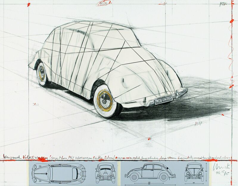 Christo and Jeanne-Claude, ‘Wrapped Volkswagen, Project for 1961 Volkswagen Beetle Saloon’, 2013, Print, Screenprint with collage, Schellmann Art