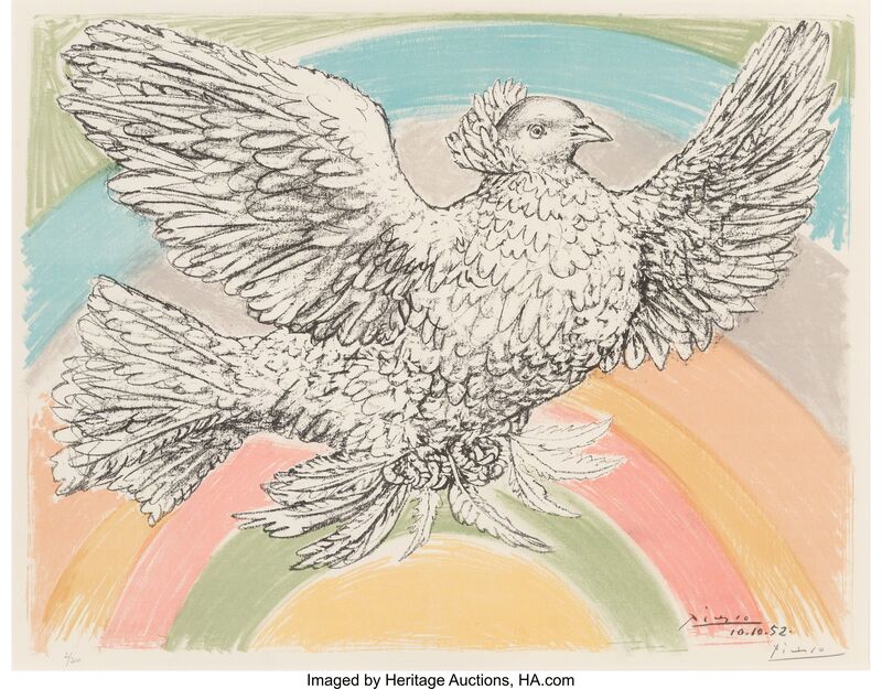 Pablo Picasso, ‘Le Colombe Volant (à lArc-en-Ciel)’, 1952, Print, Lithograph in colors on Arches paper, Heritage Auctions