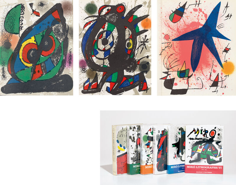 Joan Miró, ‘Miró Lithographs Catalogue Raisonné, Vols. I-VI: containing 32 original lithographs’, 1972-1992, Books and Portfolios, The complete set of six catalogue raisonnés for lithographs by the artist bound (as issued), with 32 original lithographs in colors., Phillips