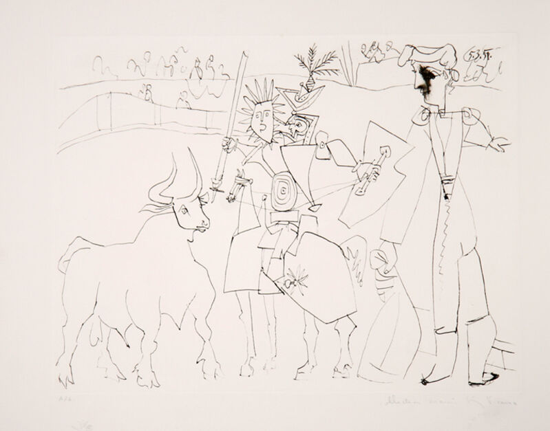 Pablo Picasso, ‘Chevalier Picador dans L'Arene’, 1973-originally created in 1951, Print, Lithograph on Arches Paper, RoGallery