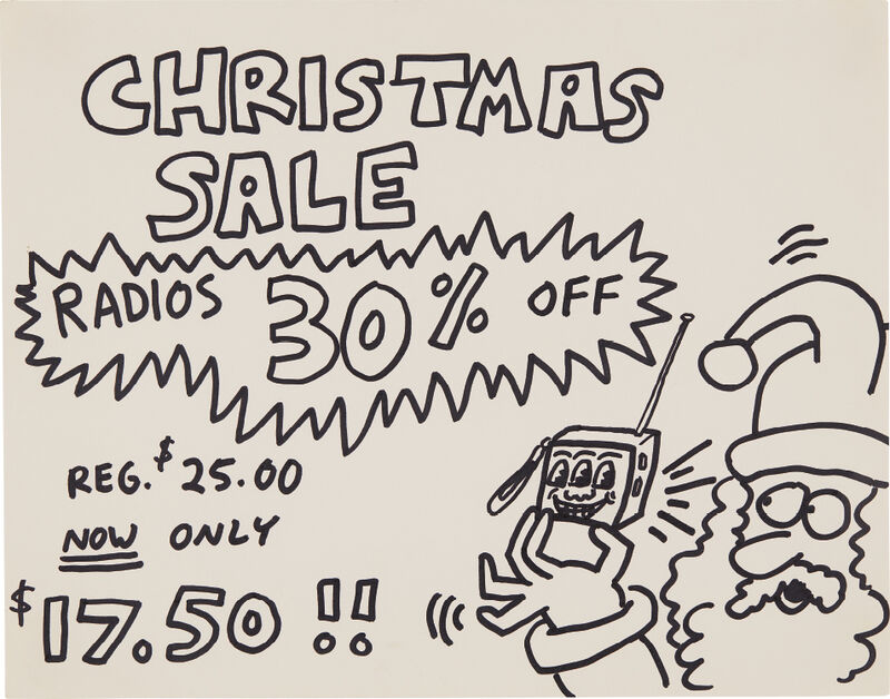 Keith Haring, ‘Pop Shop Signage (Christmas Sale)’, 1988, Drawing, Collage or other Work on Paper, Marker on paper, Phillips
