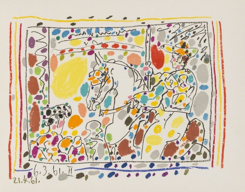 Pablo Picasso, ‘Jamie Sebartes. A los Toros Mit Picasso (Bloch 1014-47; Cramer 113)’, 1961, Print, The book, comprising four lithographs, one printed in colours, Forum Auctions