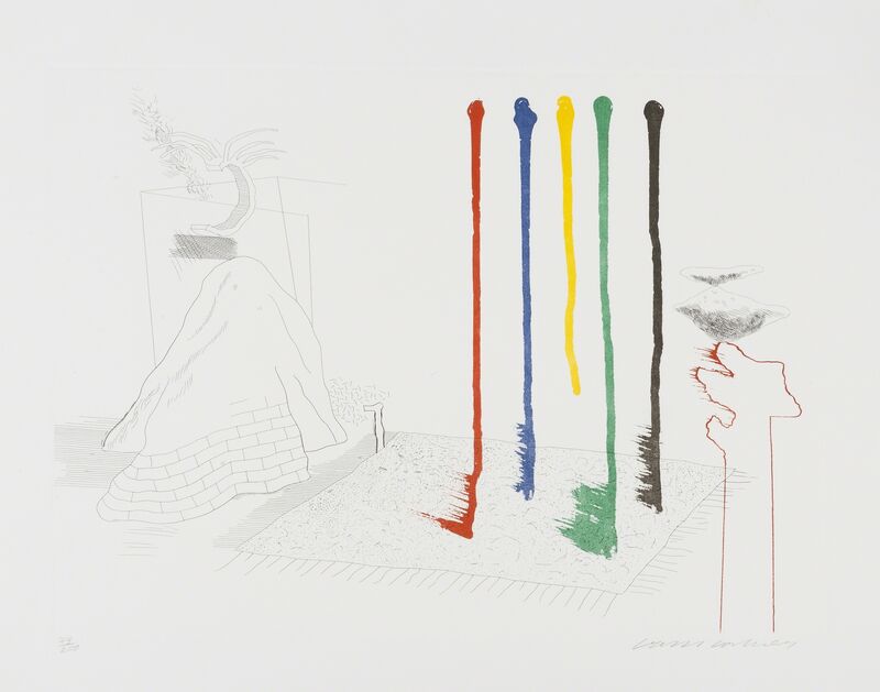 David Hockney, ‘I Say They Are (from The Blue Guitar) (MCA Tokyo 193)’, 1976-1977, Print, Etching with aquatint printed in colours, on Inveresk mould-made wove paper, Forum Auctions
