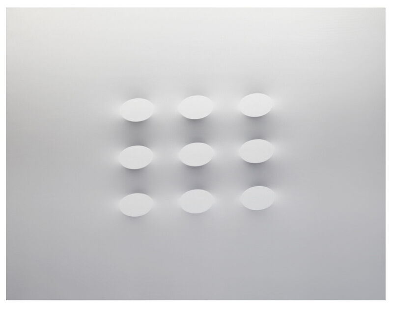 Turi Simeti, ‘9 ovali bianchi’, 2015, Painting, Acrylic on shaped canvas, De Buck Gallery