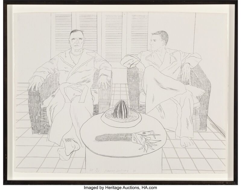 David Hockney, ‘Christopher Ischewood and Don Bacardy’, 1976, Print, Lithograph on Laurence Barker paper, Heritage Auctions