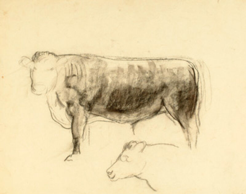 John Steuart Curry, ‘Bull: Study for Ajax ’, 1931, Drawing, Collage or other Work on Paper, Charcoal, Kiechel Fine Art